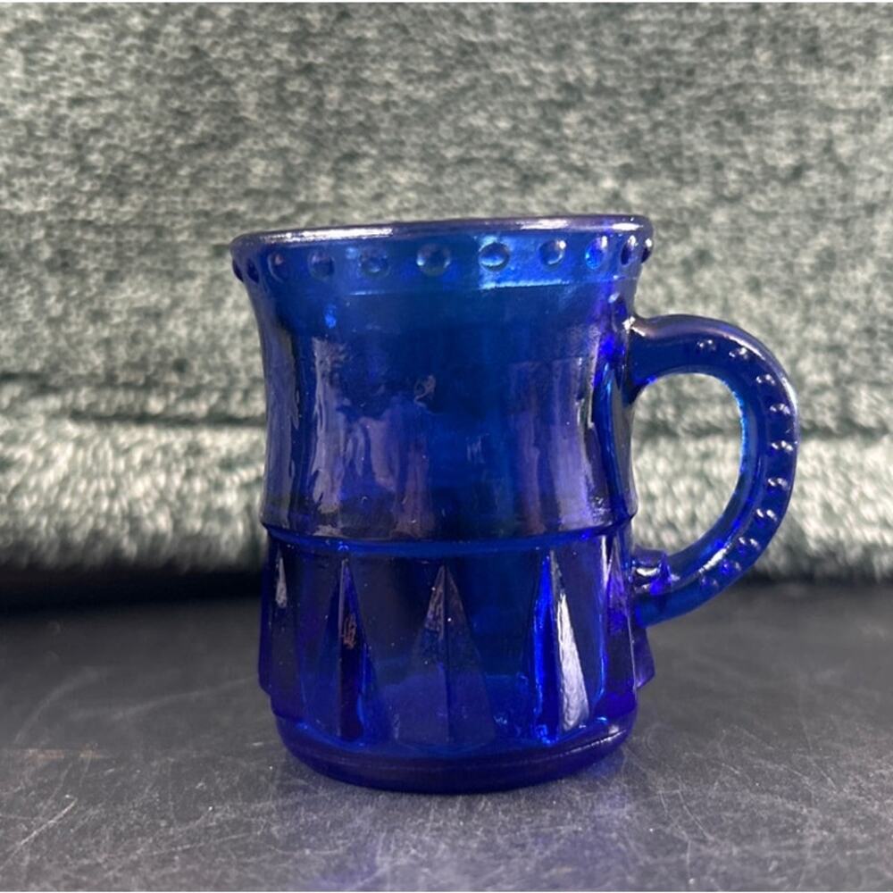 EAPG Dart and Ball Cobalt Blue Mug Toothpick Holder Mid Century
